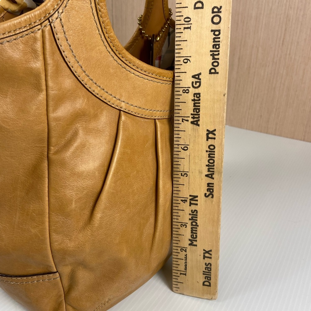 Coach Ergo Pleated Hobo Camel Leather Bag Tattersall Lining Y2K 2008 - EUC - Picture 9 of 13